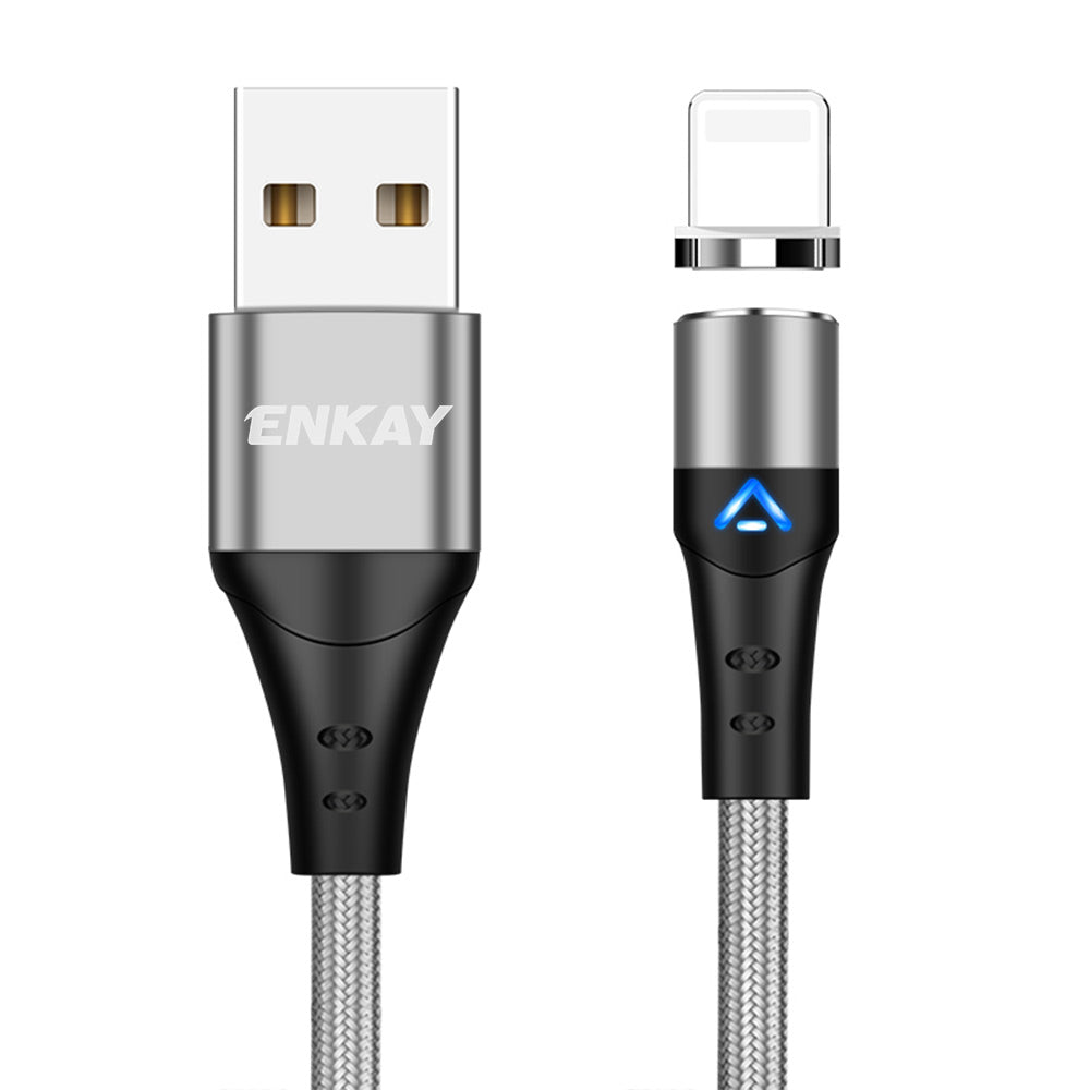 Uniqkart 2m 3A PD Fast Charging Magnetic Cable USB to Lightning Data Transmission Cord - Silver
