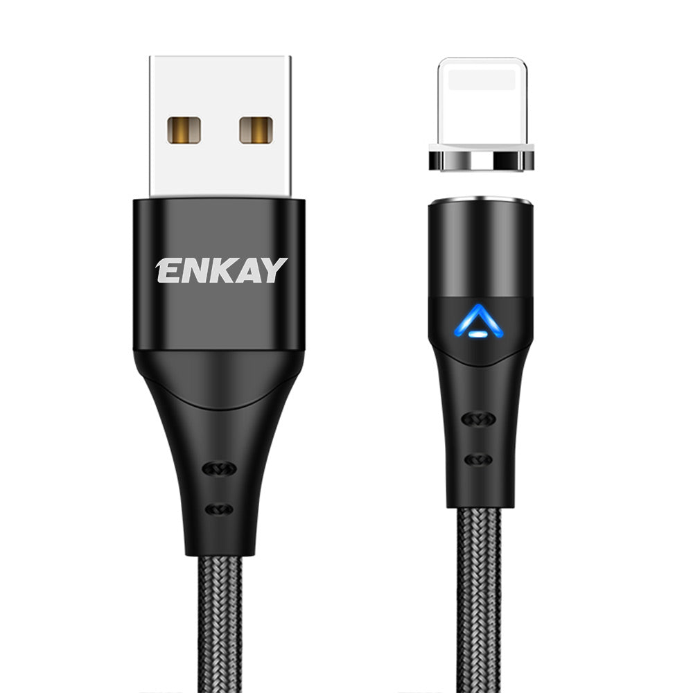 Uniqkart 2m 3A PD Fast Charging Magnetic Cable USB to Lightning Data Transmission Cord - Black
