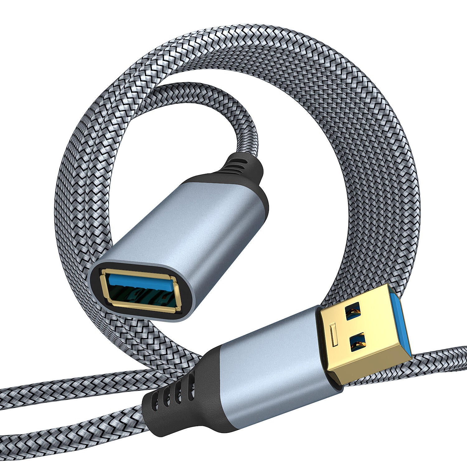 1m USB 3.0 Male to Female Data Cable 5Gbps Data Transmission Nylon Braided Extension Cord - Grey