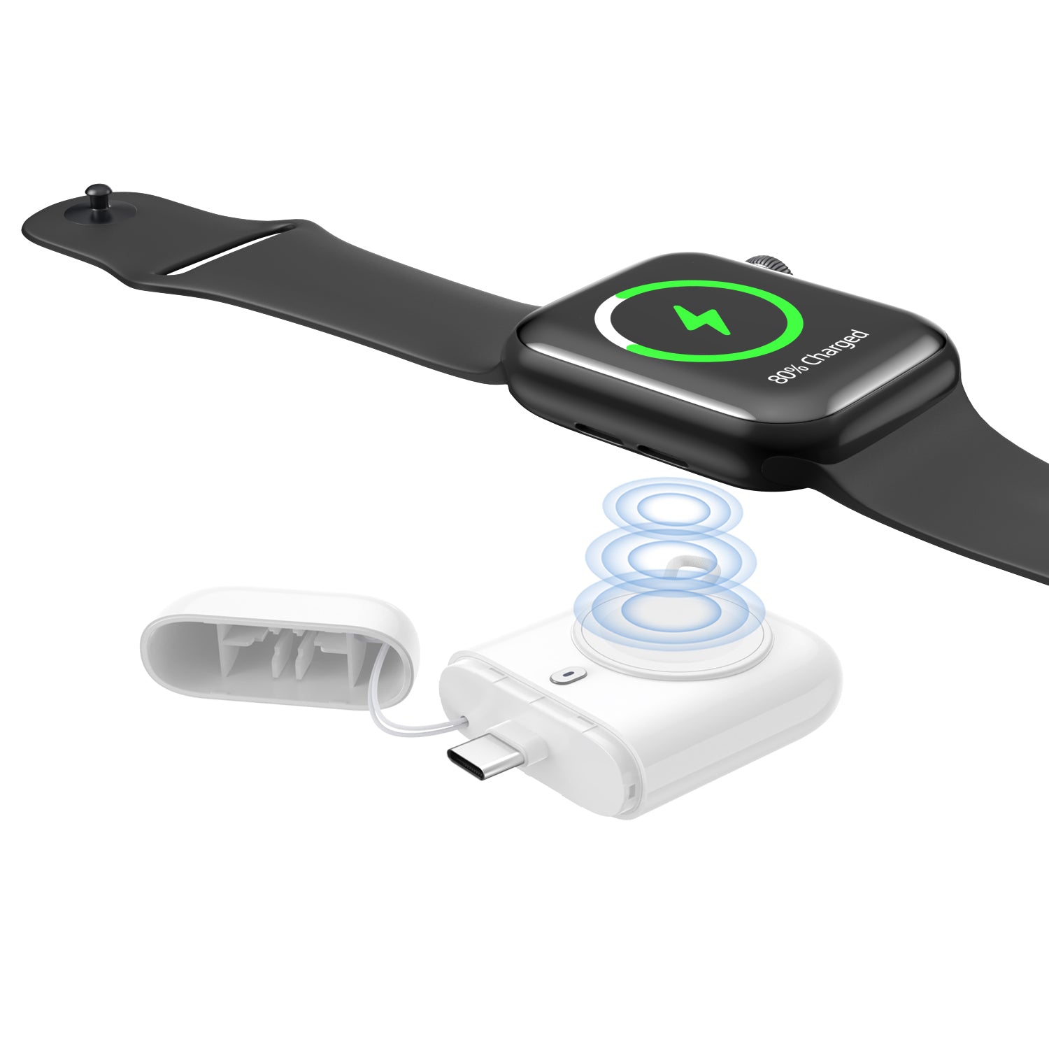 W01 Portable Wireless Charger for Apple Watch Power Bank Magnetic Travel Smart Watch Charger - White