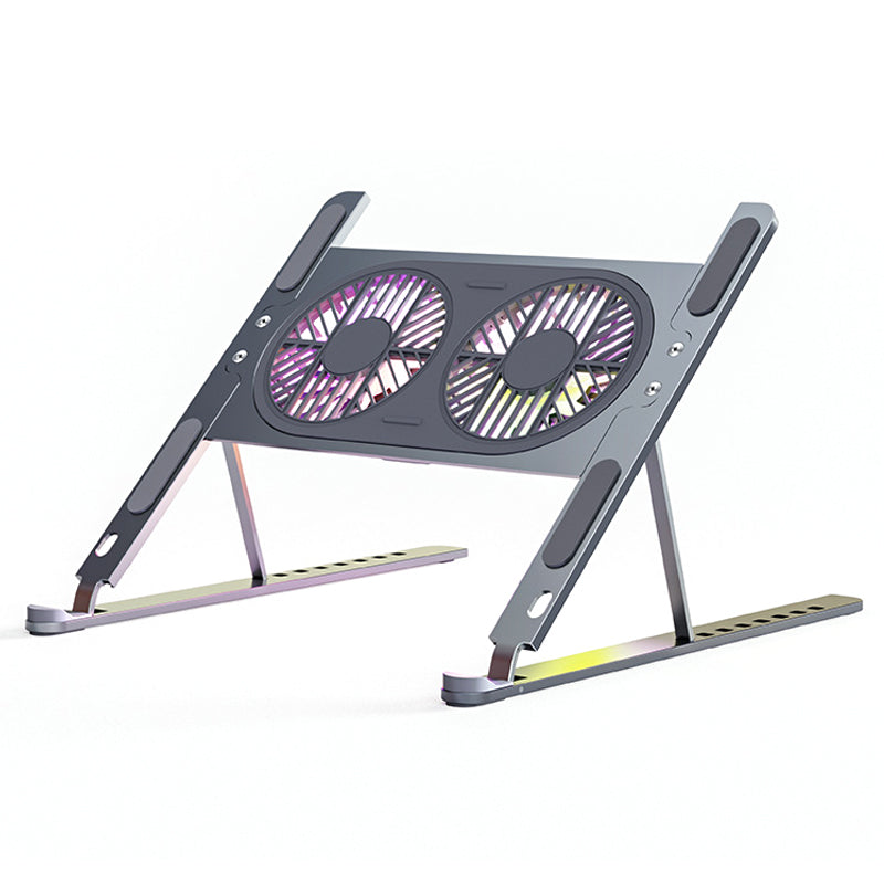 Uniqkart P11F Foldable Laptop Cooling Fan Radiator Stand Adjustable Angle Heat Dissipation Notebook Cooler - Large Fan / Grey