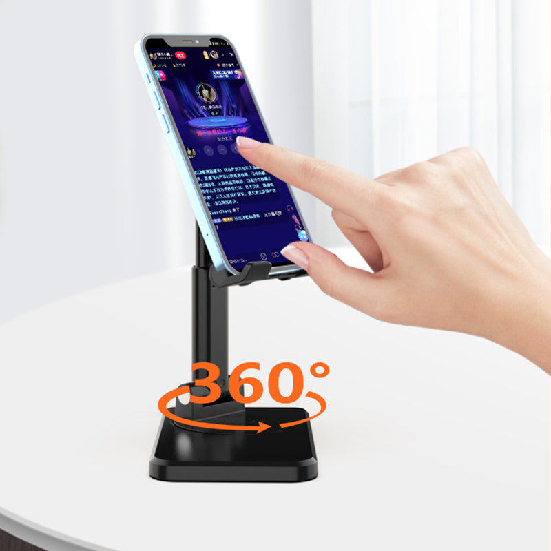 CCT19 Foldable Cell Phone Stand Rotation Height Adjustable Phone Holder ABS+Silicone Desktop Phone Mount - Pink / with Makeup Mirror