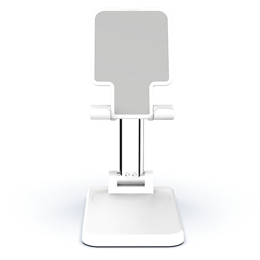 CCT19 Foldable Cell Phone Stand Rotation Height Adjustable Phone Holder ABS+Silicone Desktop Phone Mount - White