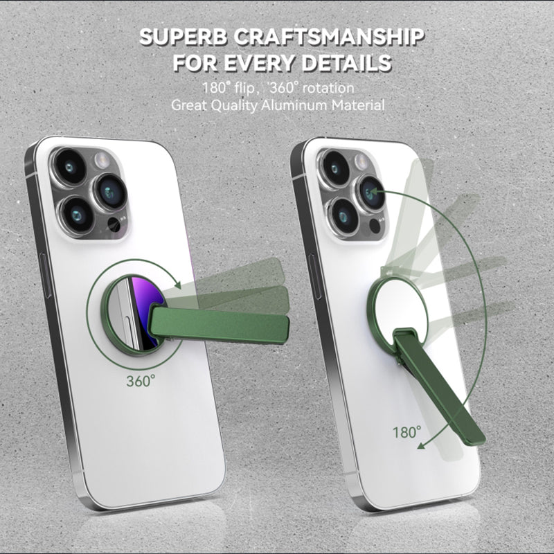 Cell Phone Ultra Thin Kickstand Folding Phone Back Stand Rotating Aluminum Alloy Phone Holder - Green