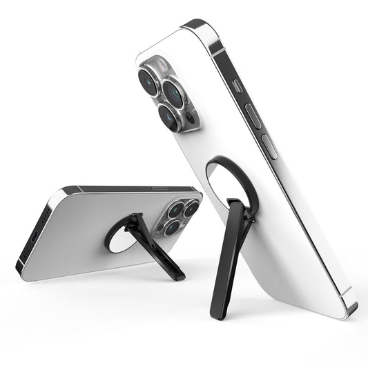 Cell Phone Ultra Thin Kickstand Folding Phone Back Stand Rotating Aluminum Alloy Phone Holder - Black
