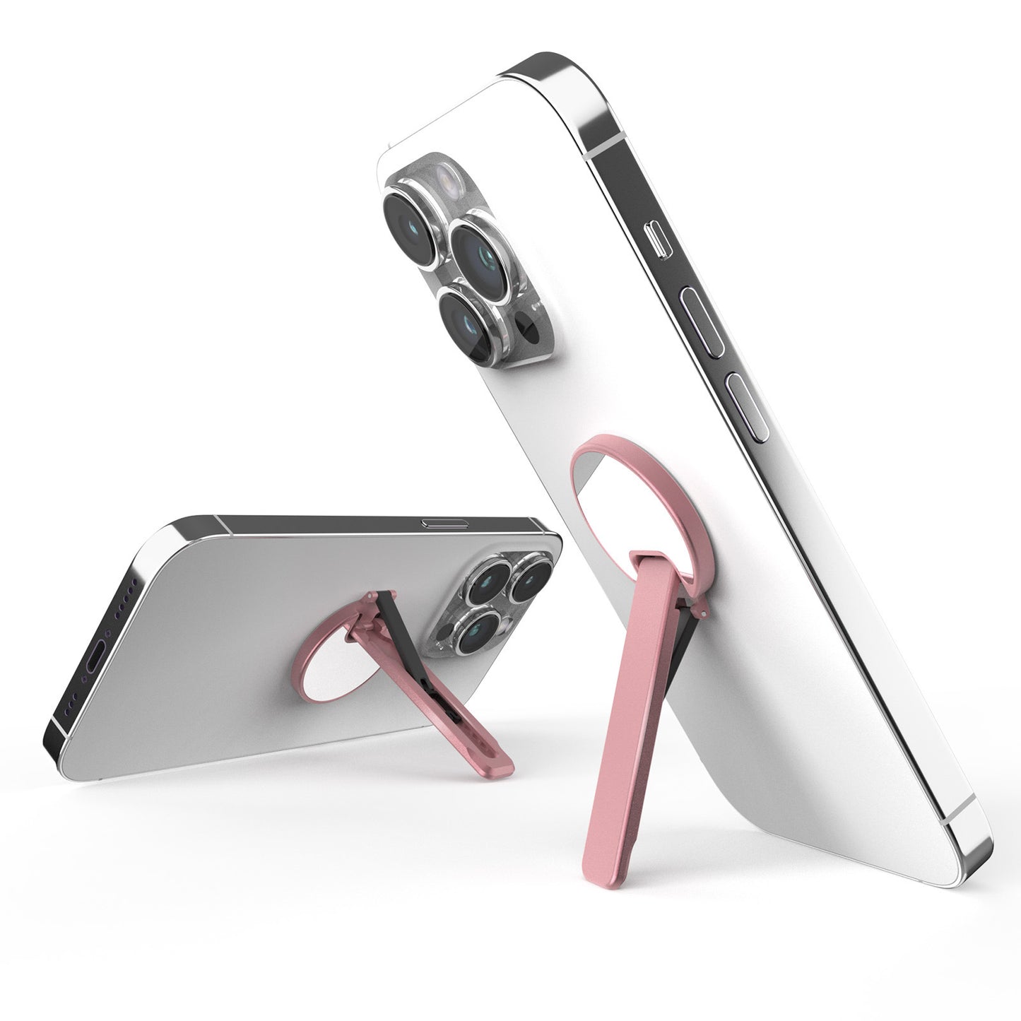 Cell Phone Ultra Thin Kickstand Folding Phone Back Stand Rotating Aluminum Alloy Phone Holder - Pink