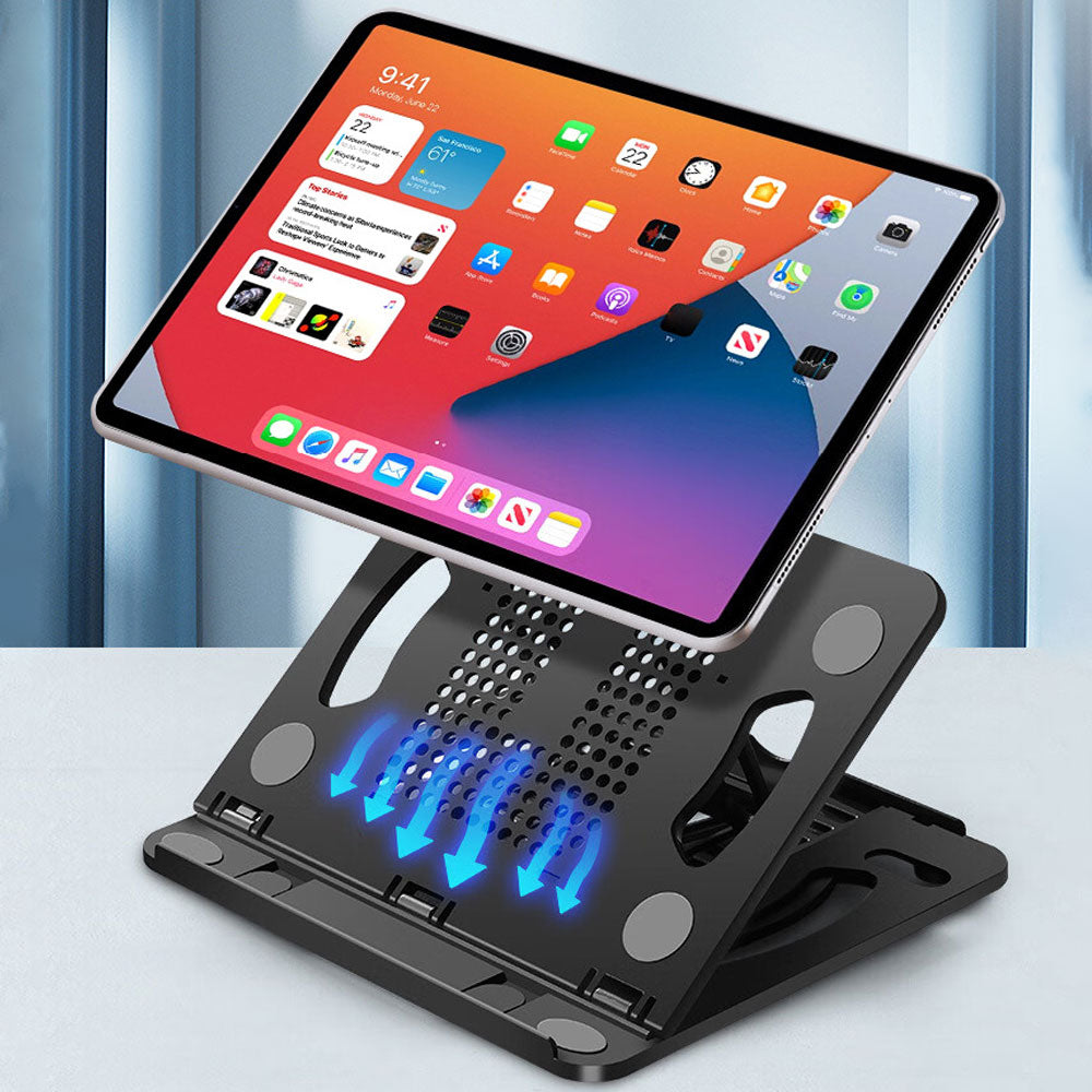 Portable Height Adjustable Laptop Cooling Base Rotatable Notebook Cooler Stand Phone Holder - White
