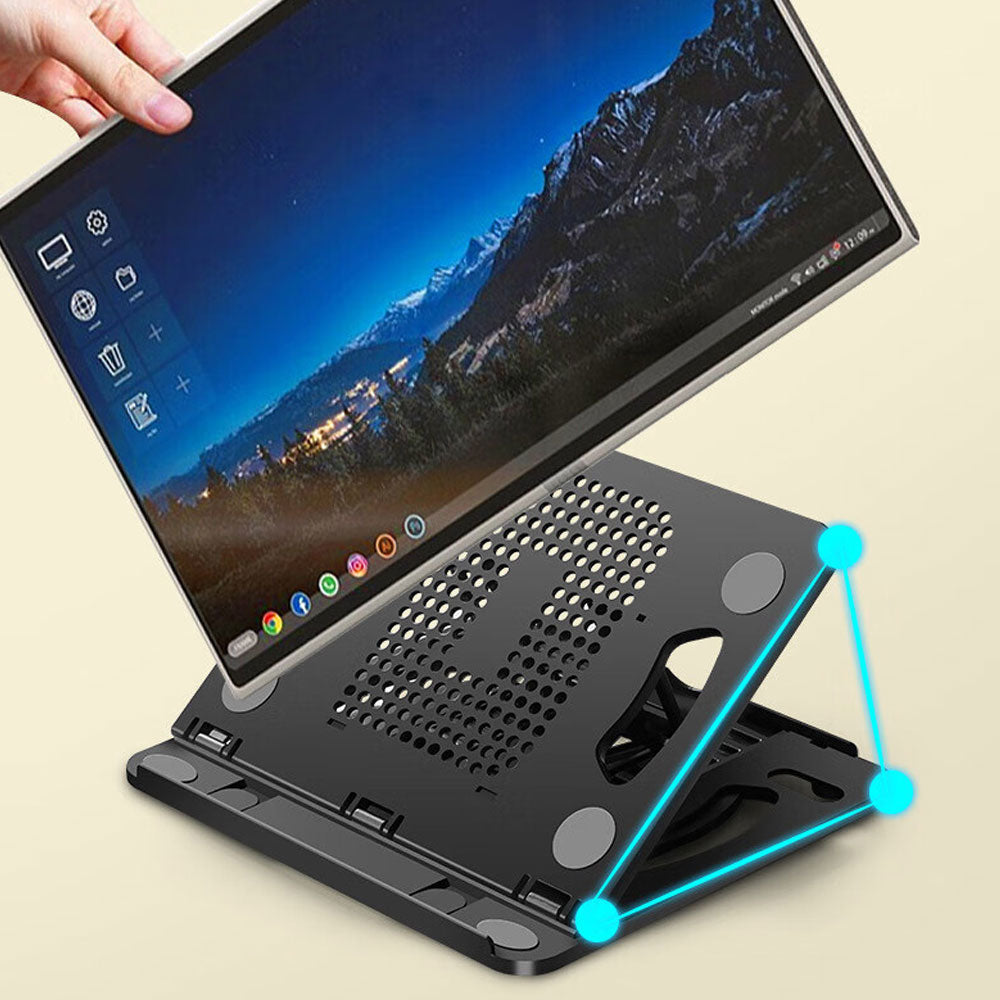 Portable Height Adjustable Laptop Cooling Base Rotatable Notebook Cooler Stand Phone Holder - White