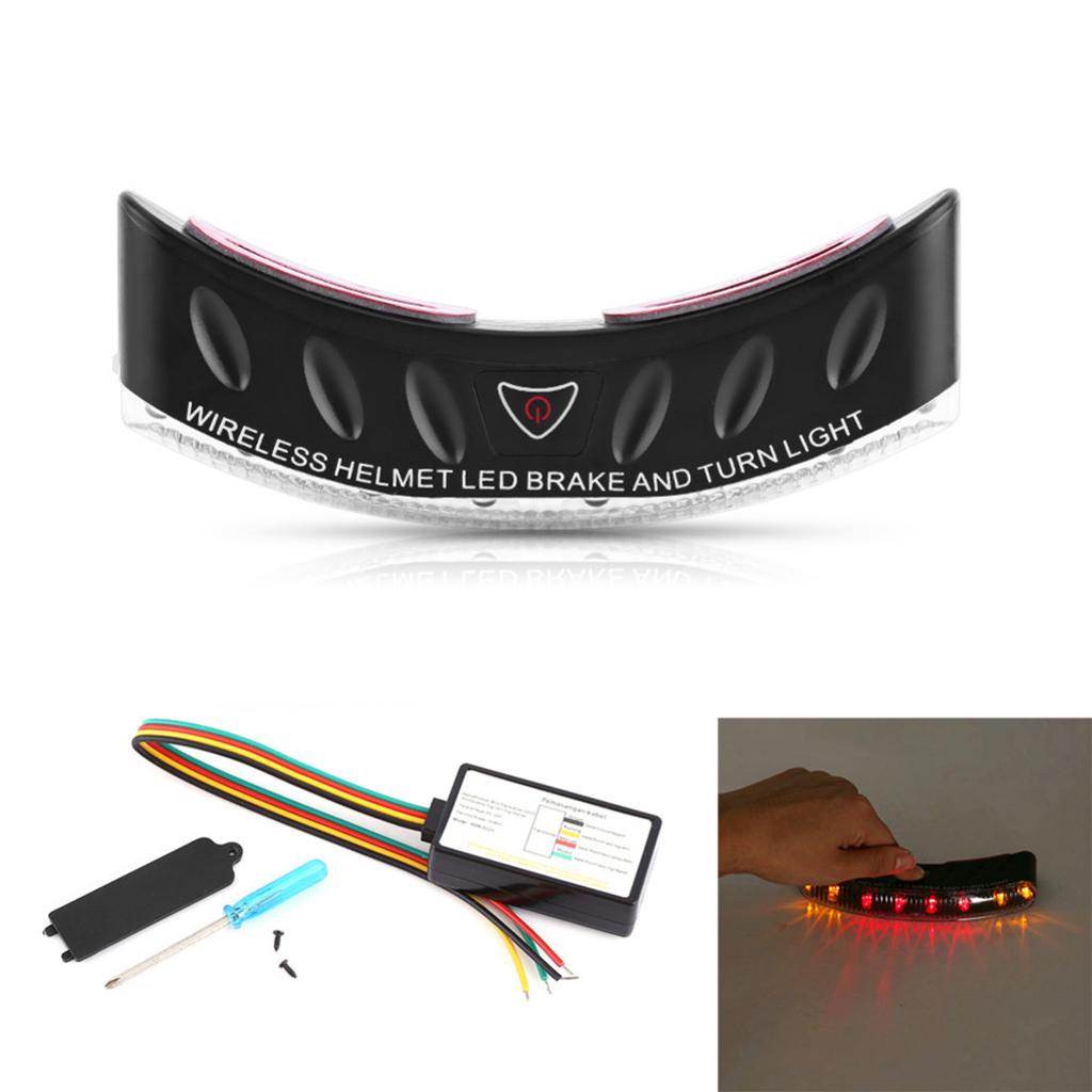 12V Wireless Motorcycle Helmet LED Brake Turn Signal Light Lamp Strip