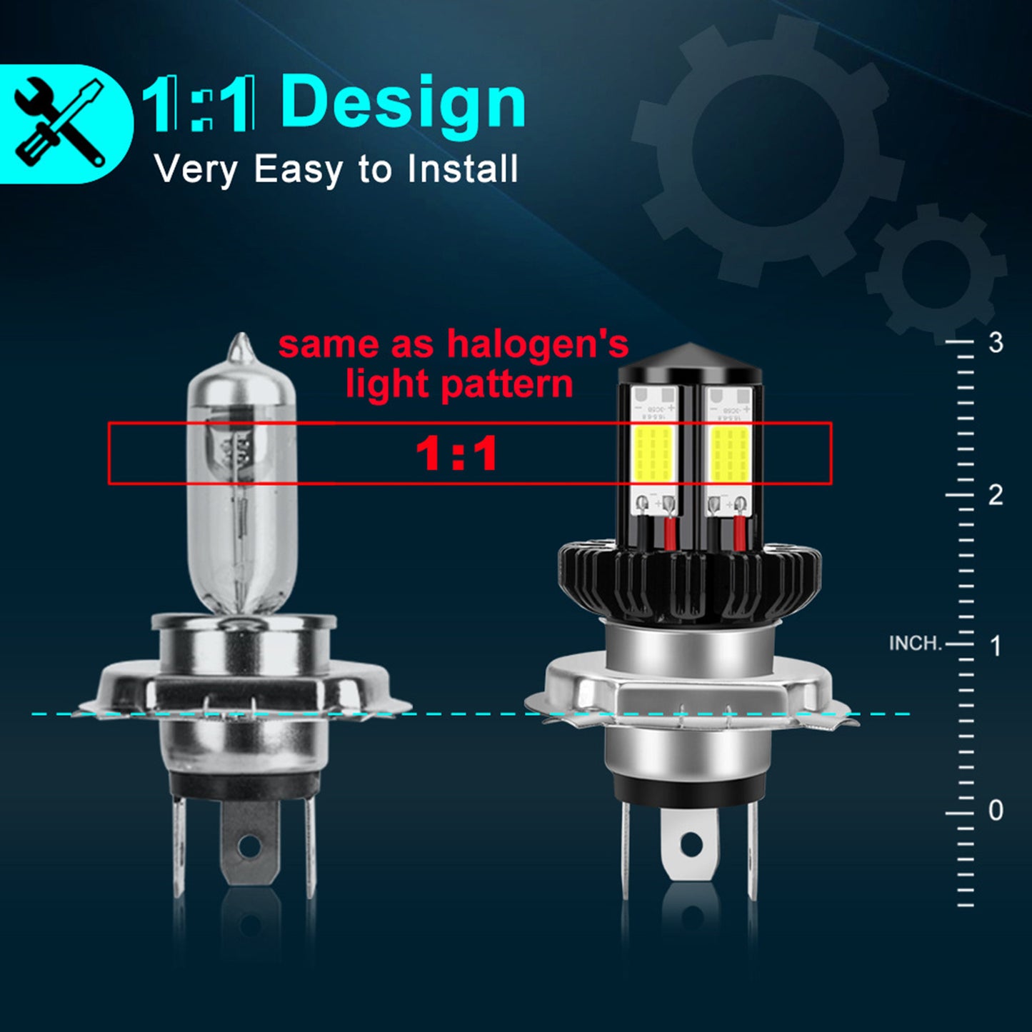 Motorbike Motorcycle Headlight Bulbs LED Hi Lo beam 6000K White BA20D