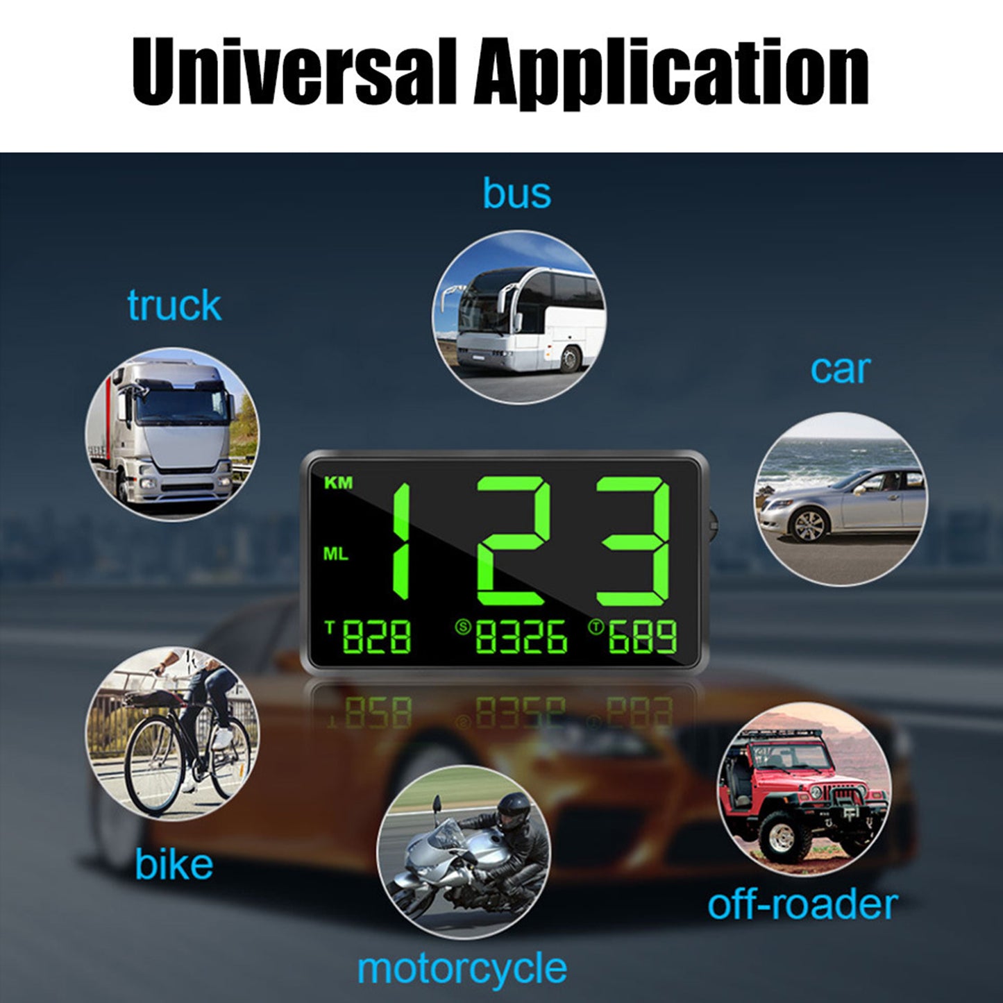 C80 Universal Digital GPS Speedometer Car Hud Head Up Display for Motorcycle