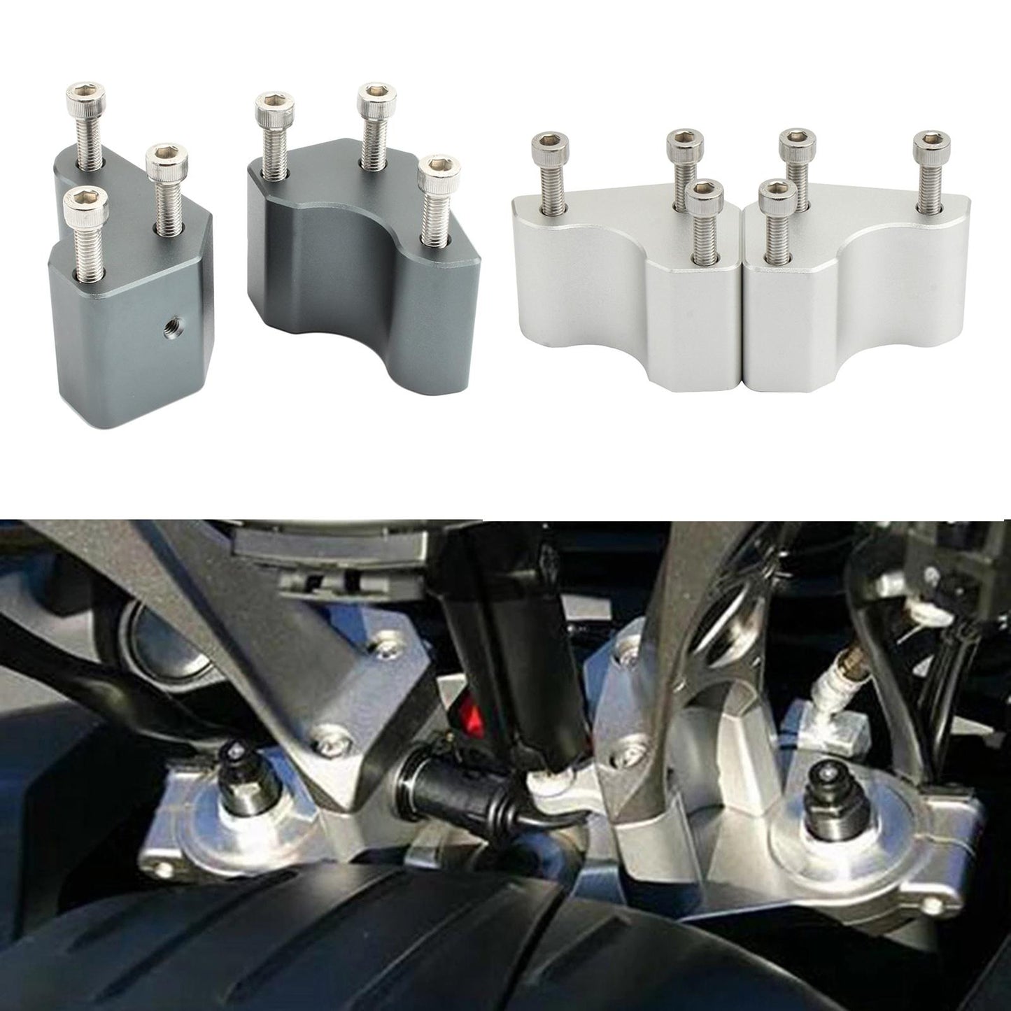 Aluminum Handlebar Risers for Kawasaki GTR1400 Easy Install  Silver