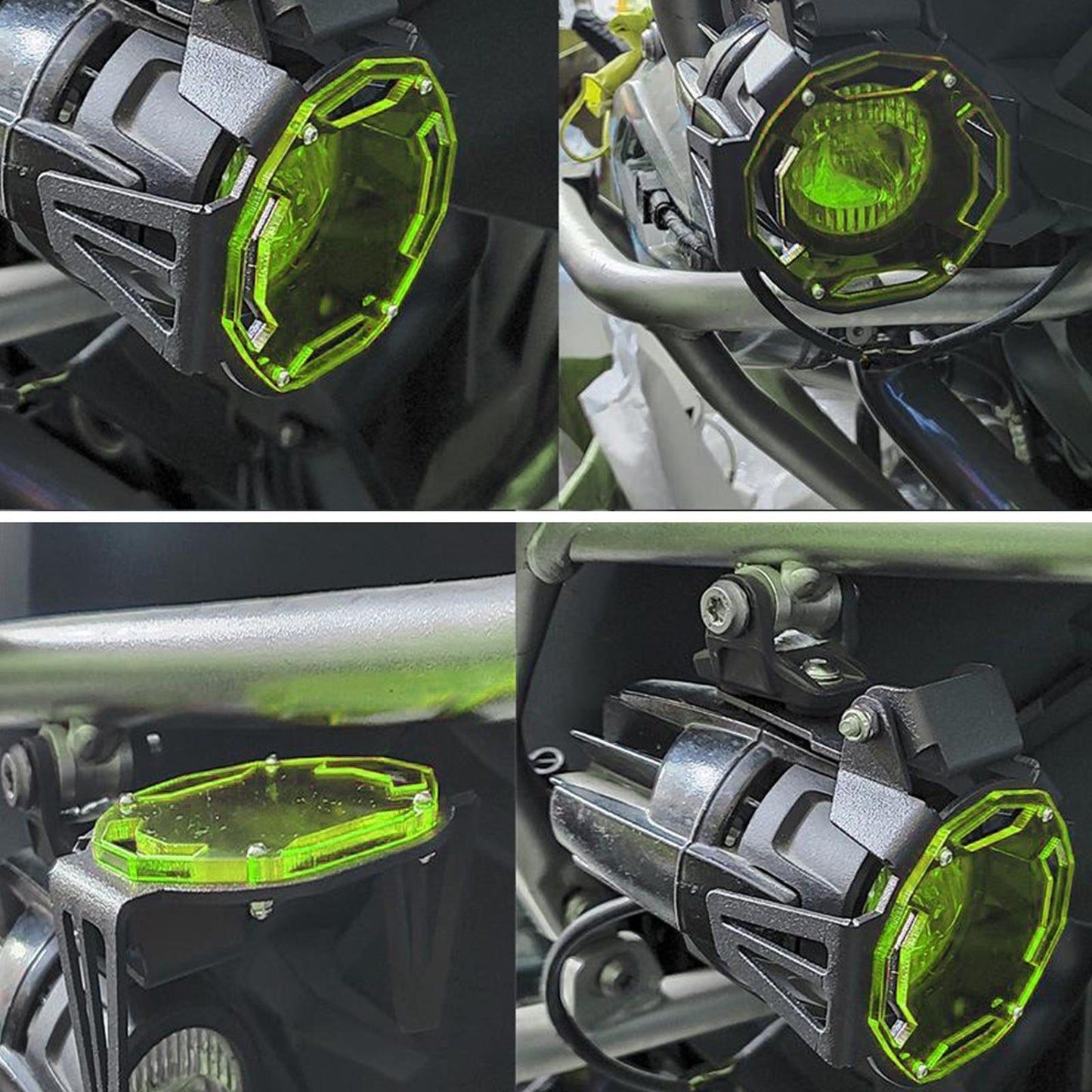2Pcs Motorcycle LED Fog Light Guards Grill Replaces for BMW R1200GS Green