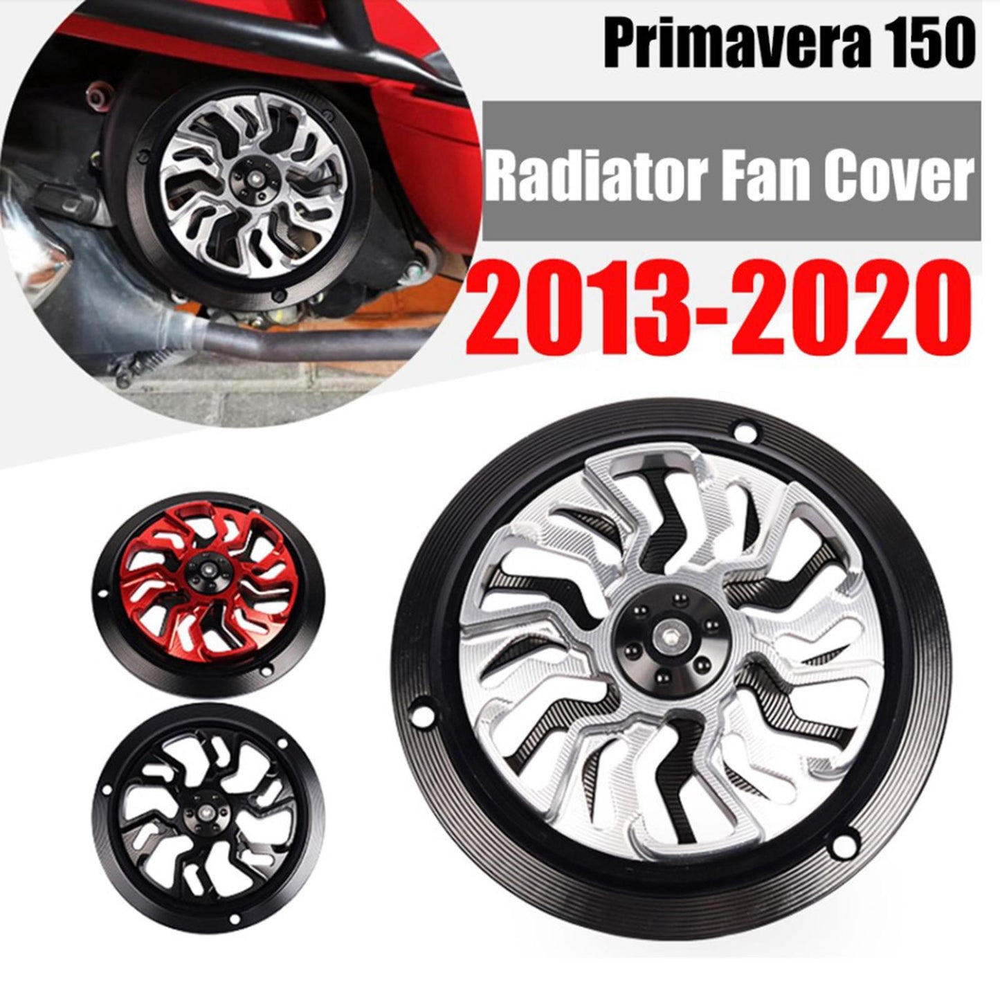 Motorcycle Engine Protector Cover Fan For Vespa Primavera 150 13-20 Red