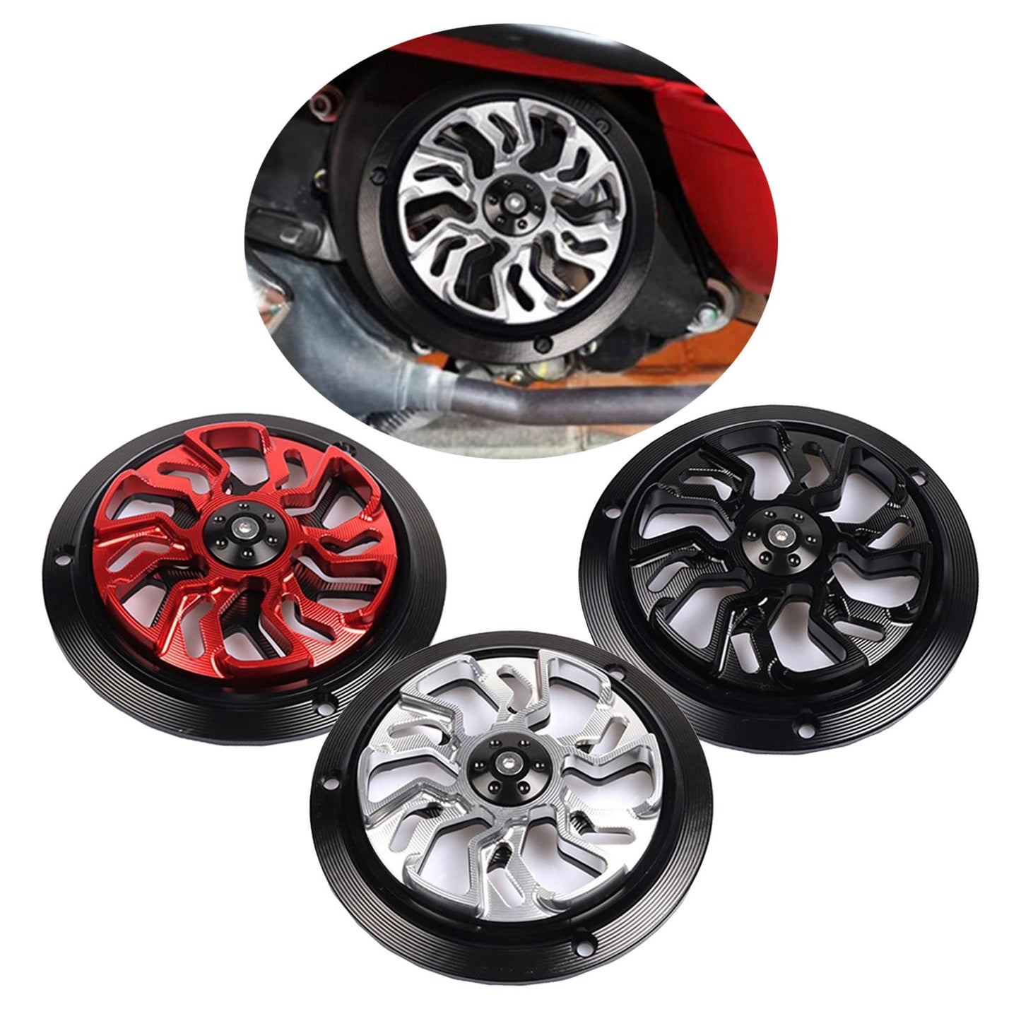 Motorcycle Engine Protector Cover Fan For Vespa Primavera 150 13-20 Red