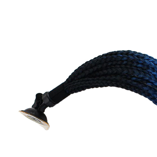 55cm Hair Helmet Pigtail Gradient Ponytail for Motorcycle Black Light Blue