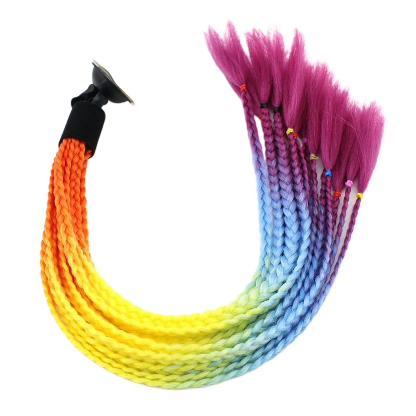 55cm Hair Helmet Pigtail Gradient Ponytail for Motorcycle Orange Yellow