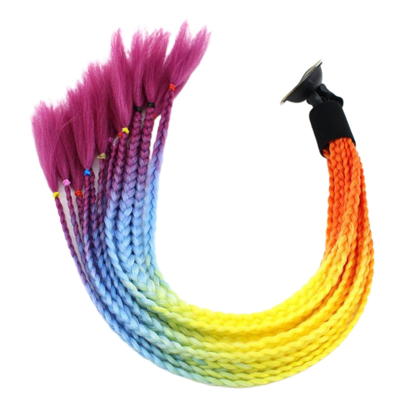 55cm Hair Helmet Pigtail Gradient Ponytail for Motorcycle Orange Yellow