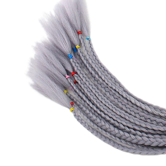 55cm Hair Helmet Pigtail Gradient Ponytail for Motorcycle Black Gray