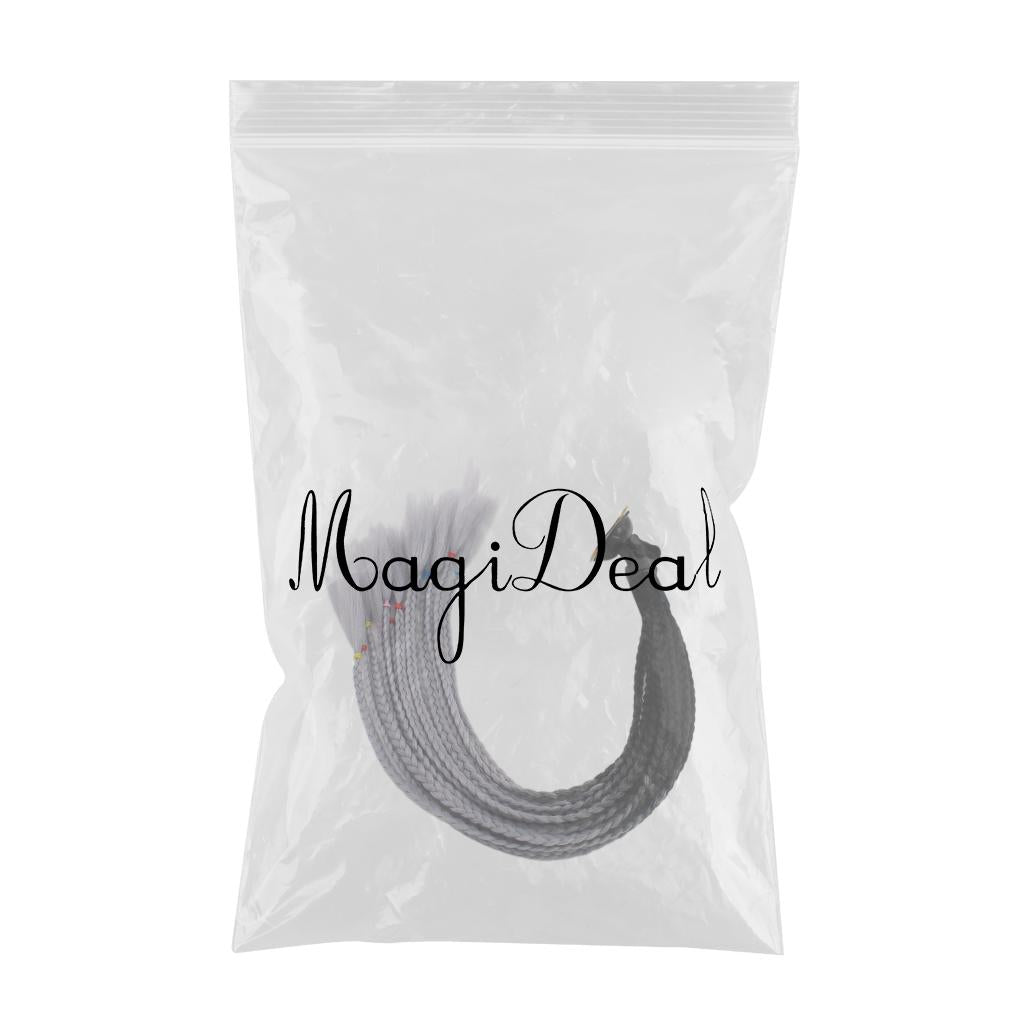 55cm Hair Helmet Pigtail Gradient Ponytail for Motorcycle Black Gray