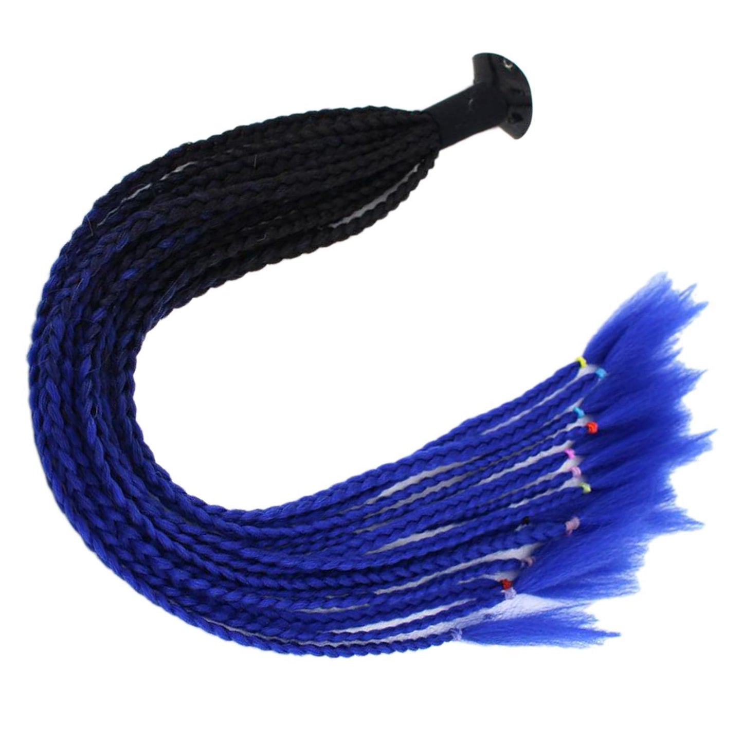 55cm Hair Helmet Pigtail Gradient Ponytail for Motorcycle Black Blue