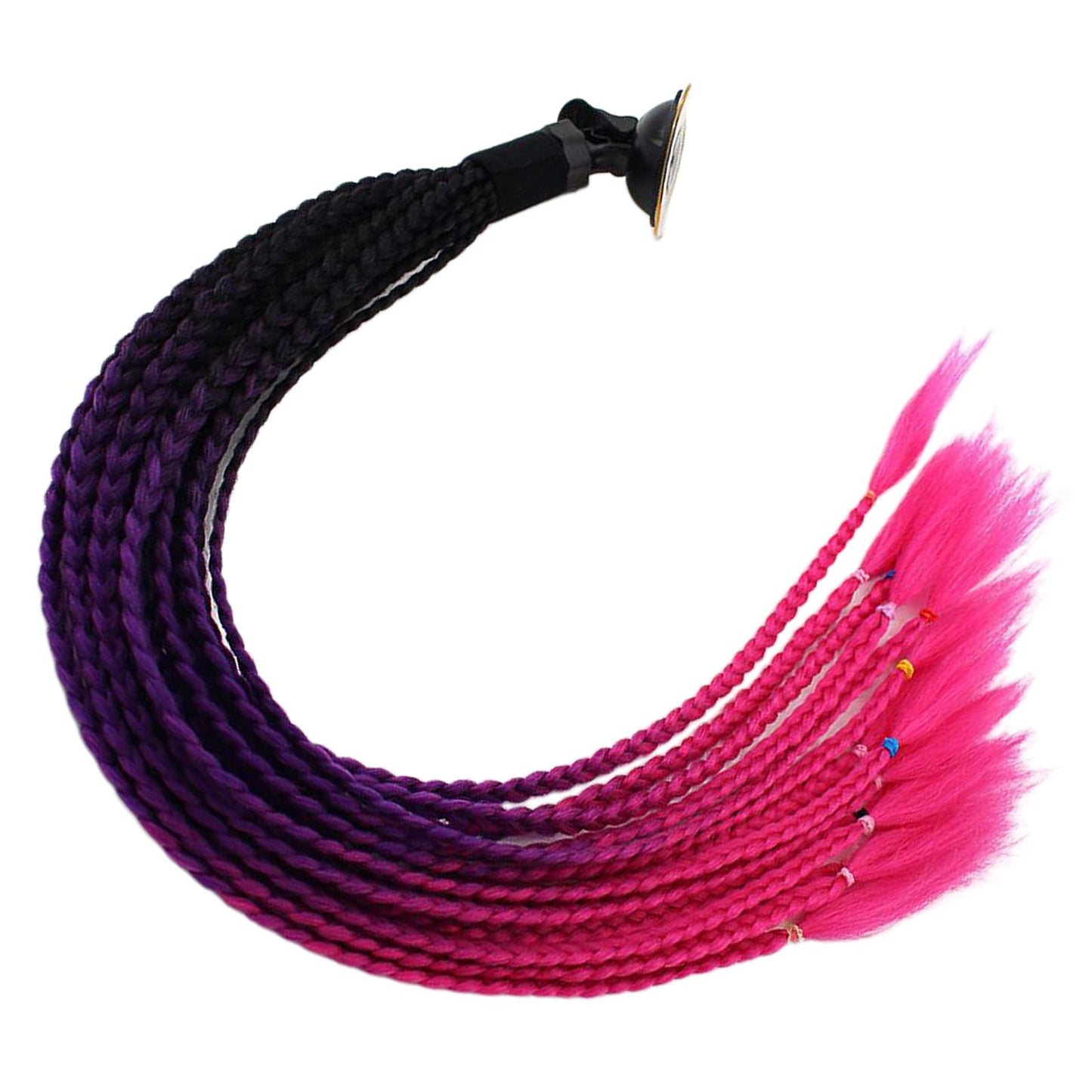 55cm Hair Helmet Pigtail Gradient Ponytail for Motorcycle Black Rose Red