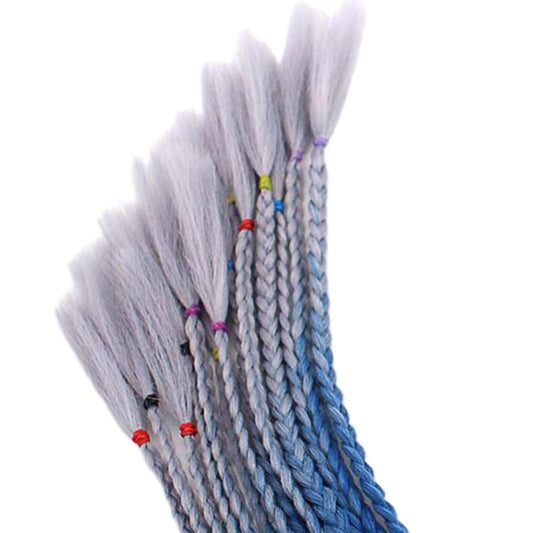 55cm Hair Helmet Pigtail Gradient Ponytail for Motorcycle Black Blue Gray