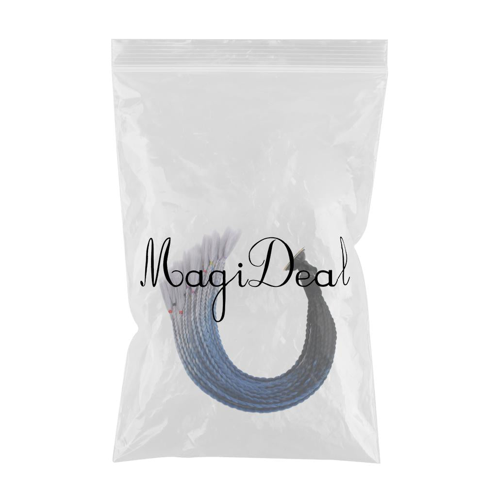 55cm Hair Helmet Pigtail Gradient Ponytail for Motorcycle Black Blue Gray