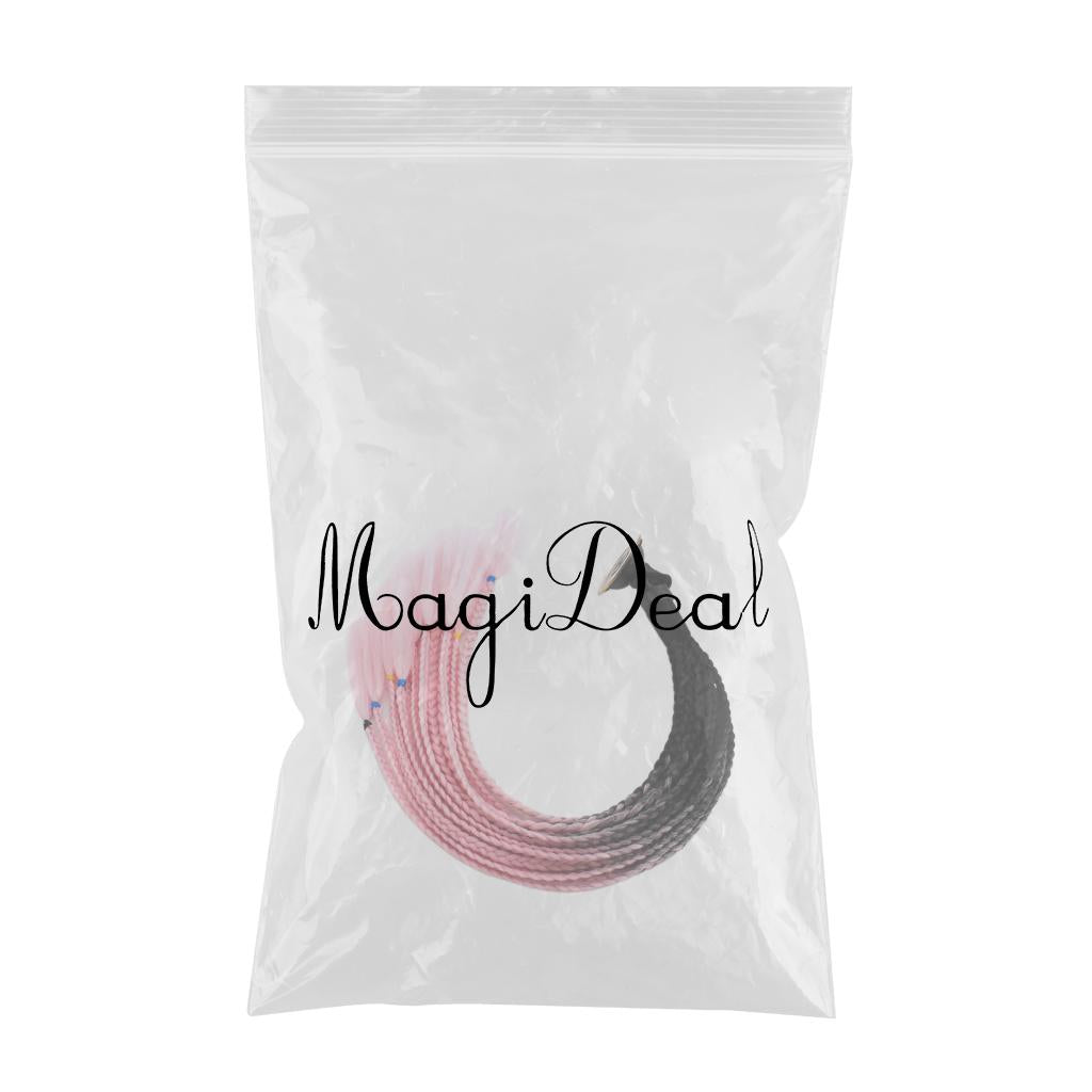 55cm Hair Helmet Pigtail Gradient Ponytail for Motorcycle Black Pink