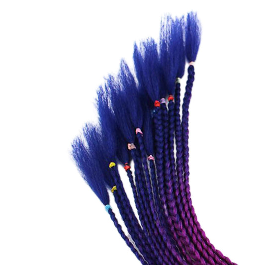 55cm Hair Helmet Pigtail Gradient Ponytail for Motorcycle Black Purple Blue