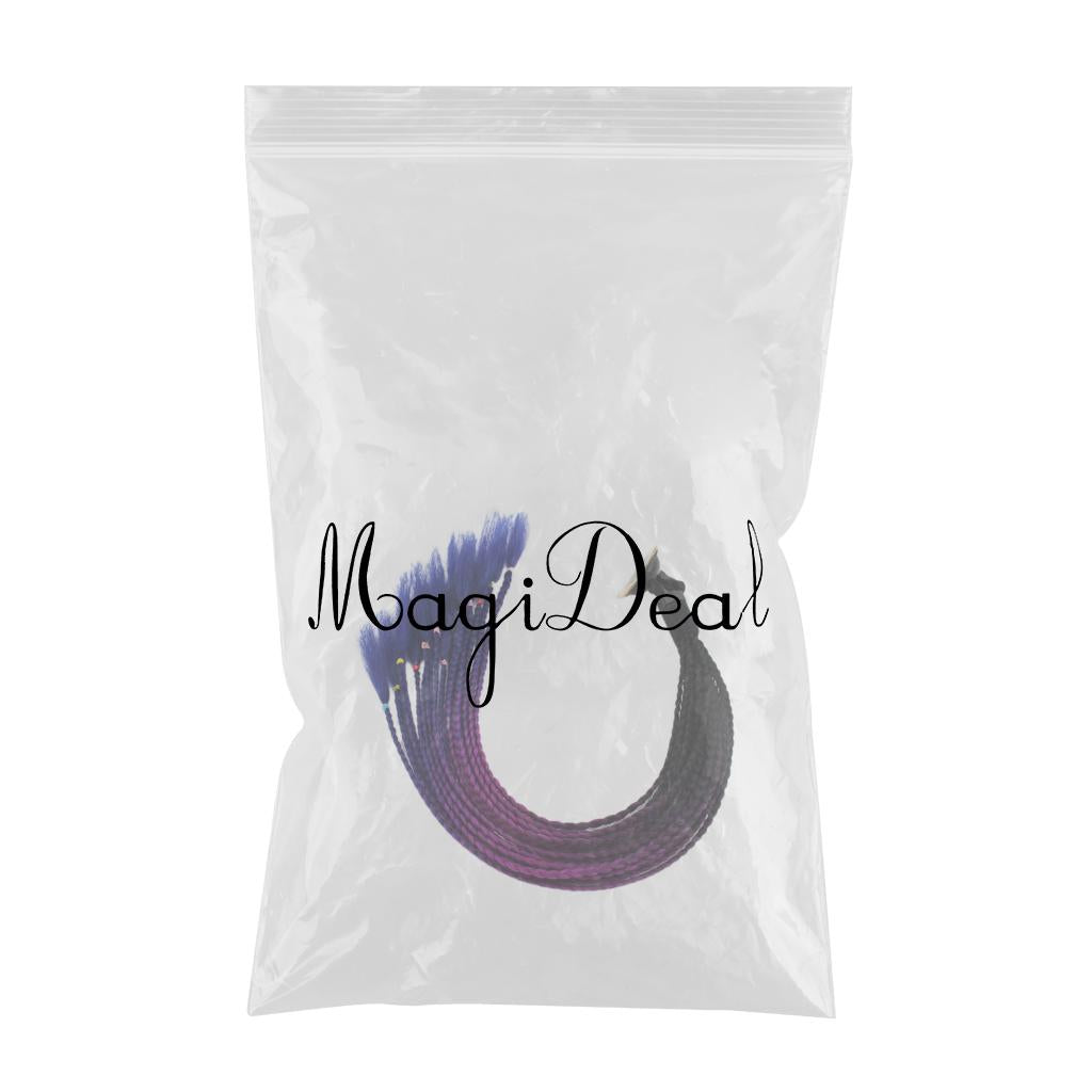 55cm Hair Helmet Pigtail Gradient Ponytail for Motorcycle Black Purple Blue