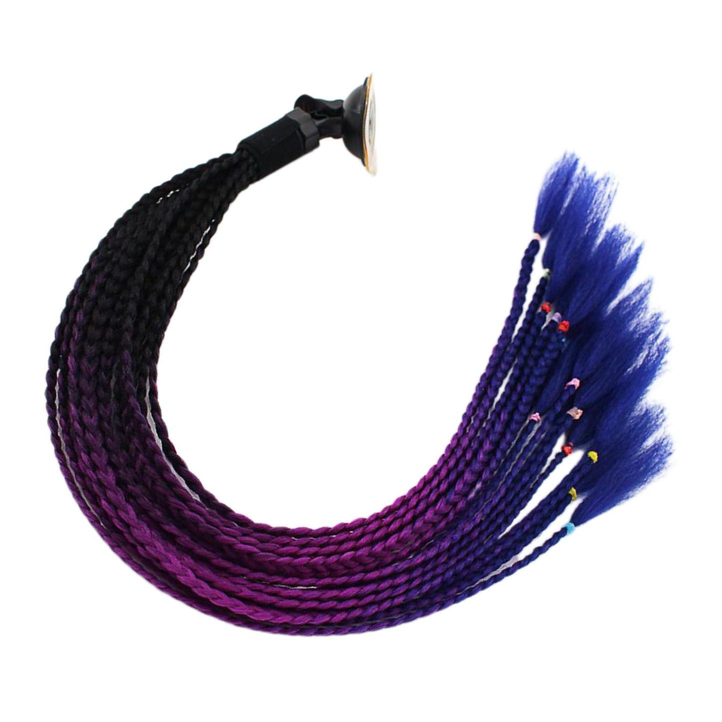 55cm Hair Helmet Pigtail Gradient Ponytail for Motorcycle Black Purple Blue