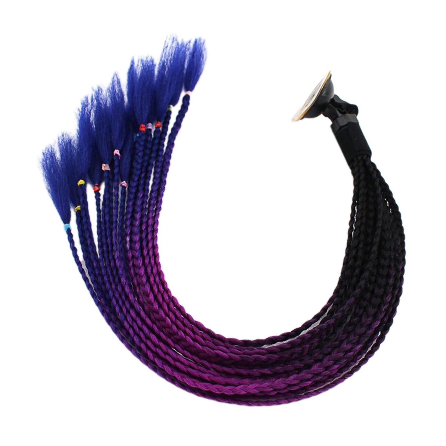 55cm Hair Helmet Pigtail Gradient Ponytail for Motorcycle Black Purple Blue