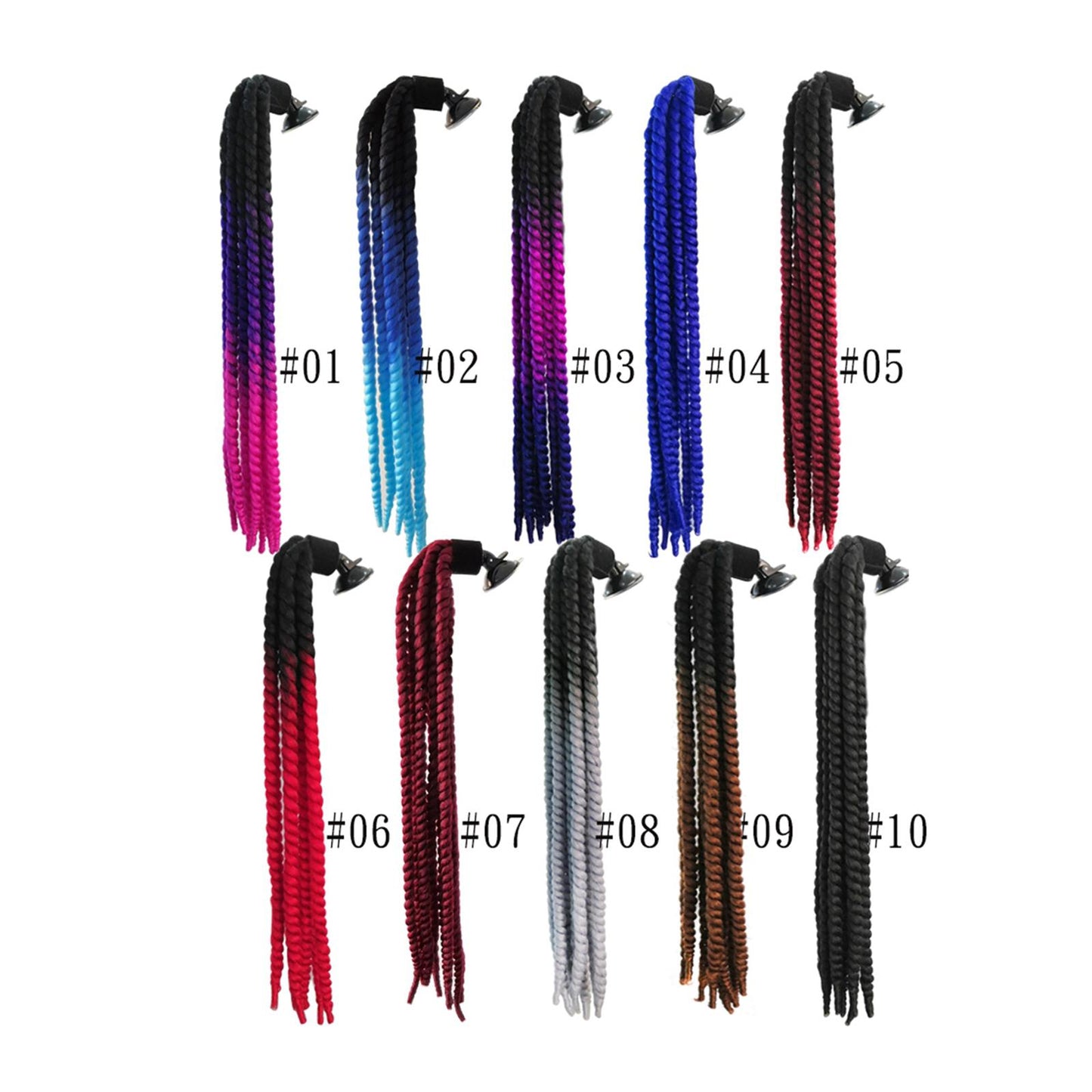 Helmet Hair Helmet Pigtail Gradient Ramp for Motorcycle Black Purple Red