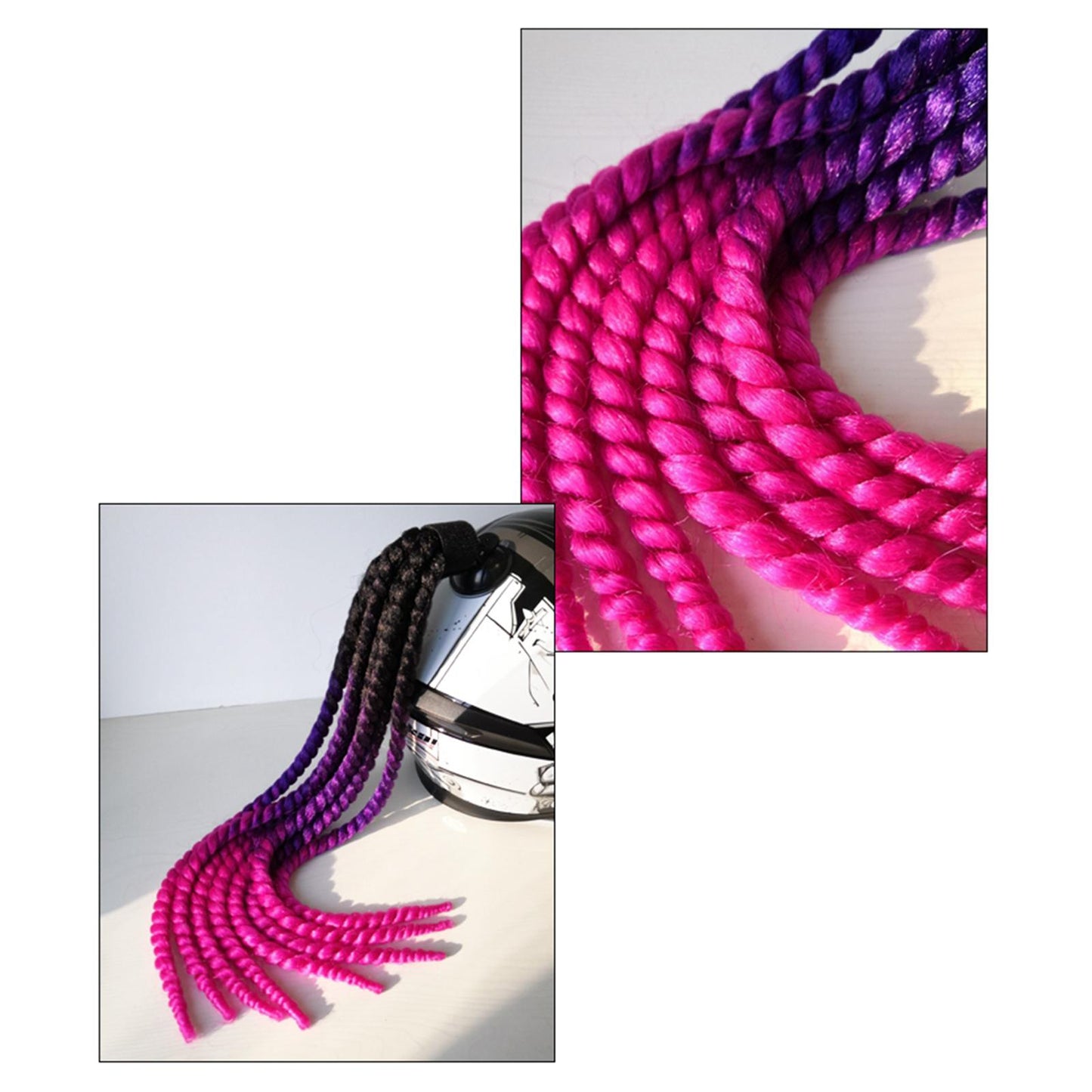 Helmet Hair Helmet Pigtail Gradient Ramp for Motorcycle Black Purple Red