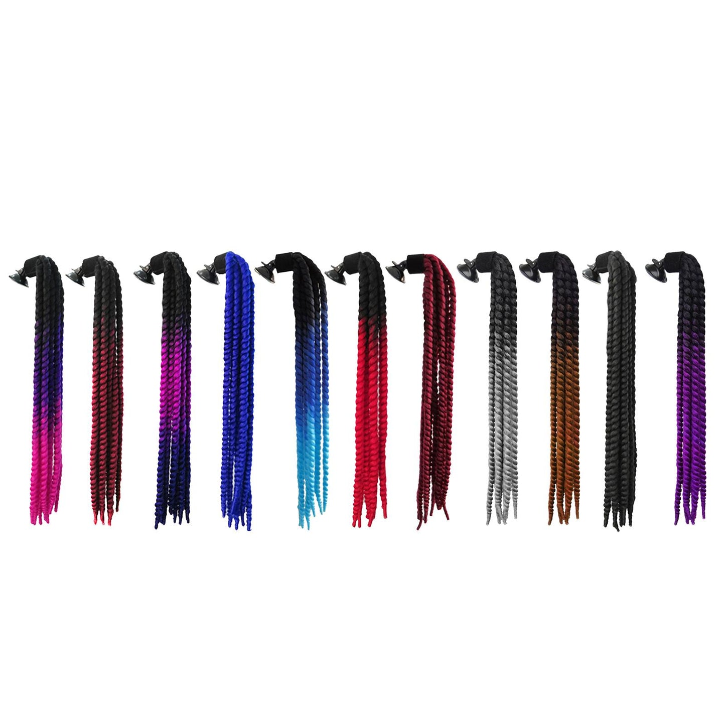 Helmet Hair Helmet Pigtail Gradient Ramp for Motorcycle Black Purple Red