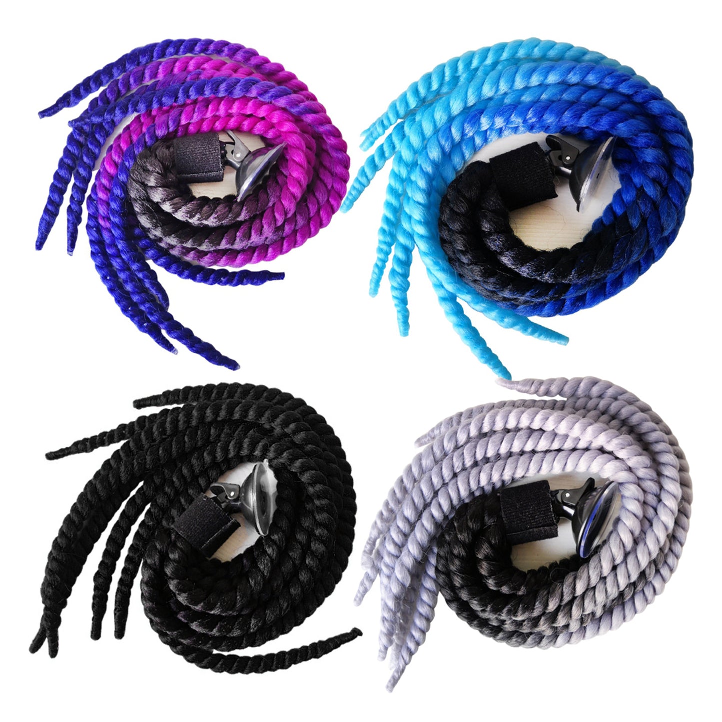 Helmet Hair Helmet Pigtail Gradient Ramp for Motorcycle Black