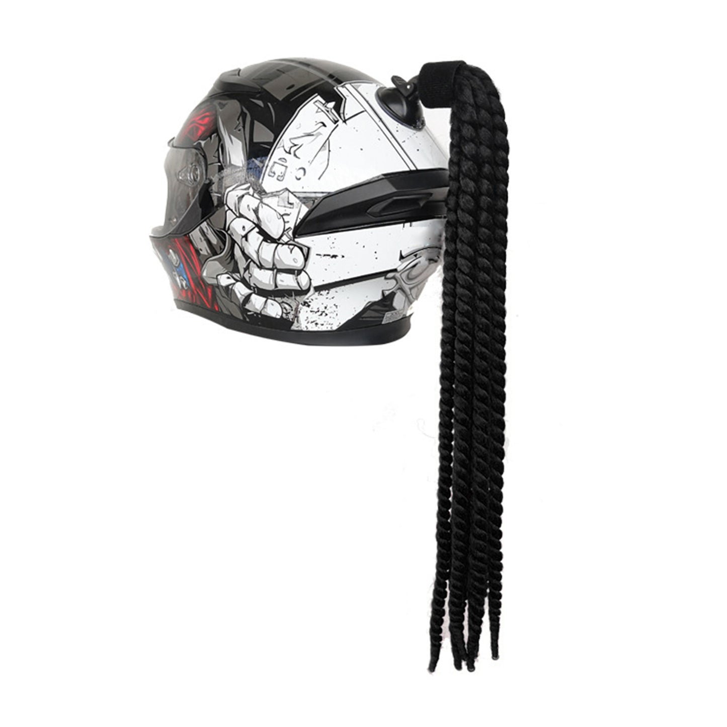Helmet Hair Helmet Pigtail Gradient Ramp for Motorcycle Black