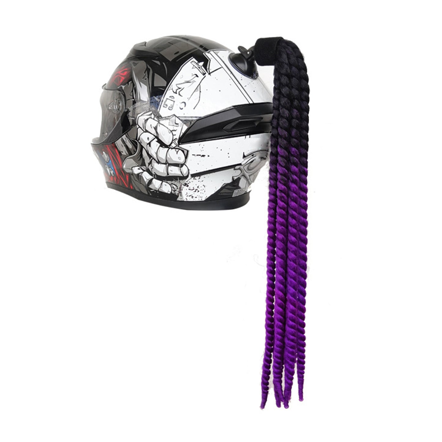 Helmet Hair Helmet Pigtail Gradient Ramp for Motorcycle Black Purple