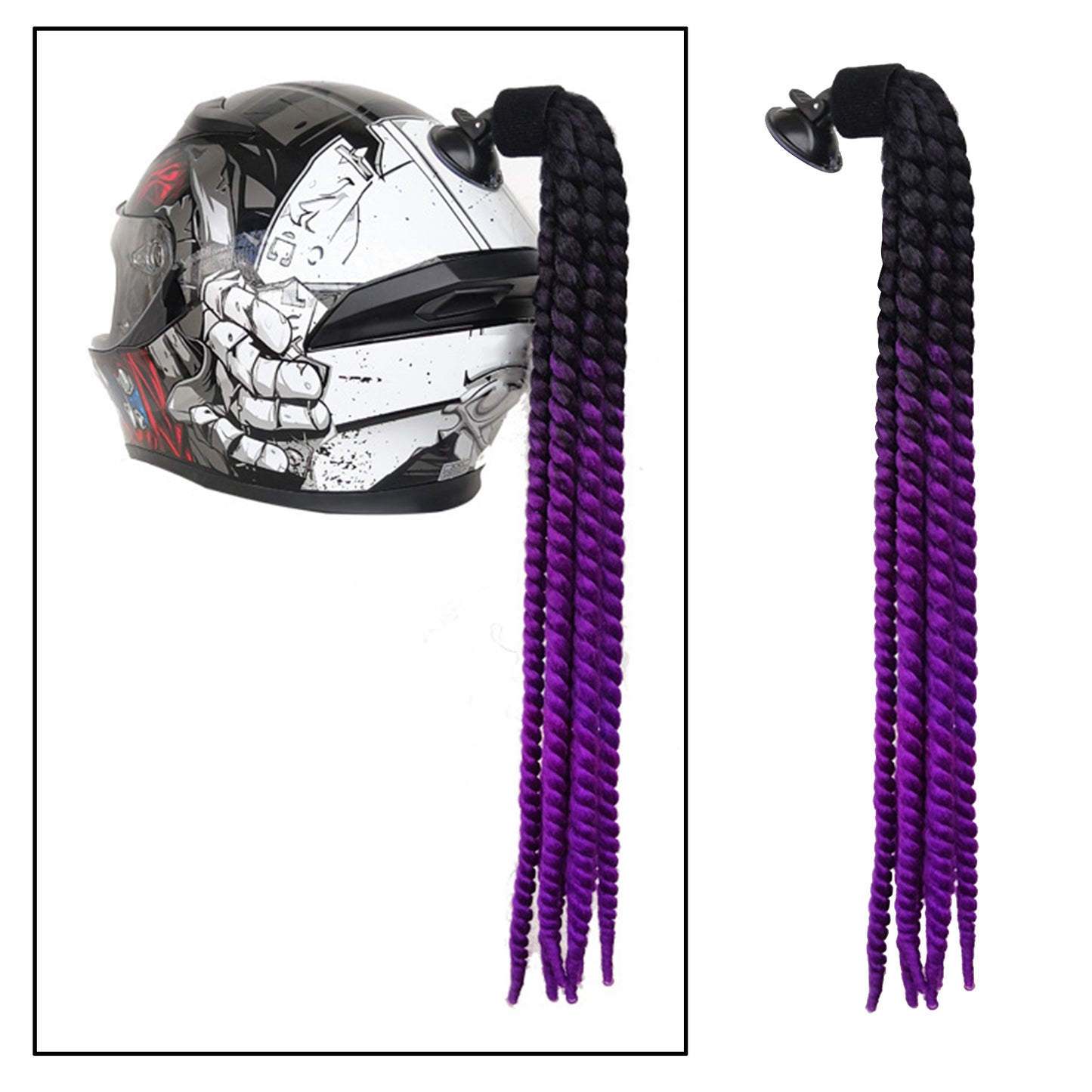 Helmet Hair Helmet Pigtail Gradient Ramp for Motorcycle Black Purple