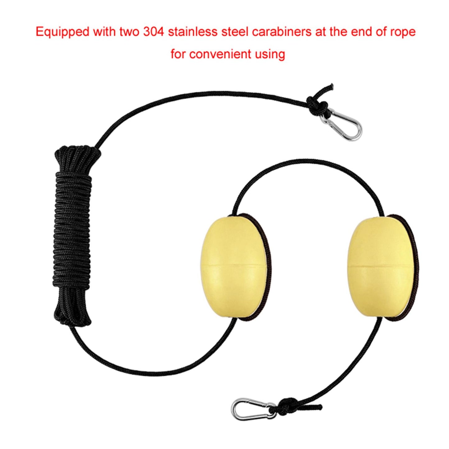 Nylon Tow Rope Buoy Anchor Steel Clips Boat Kayak Anchor Tow Rope Yellow