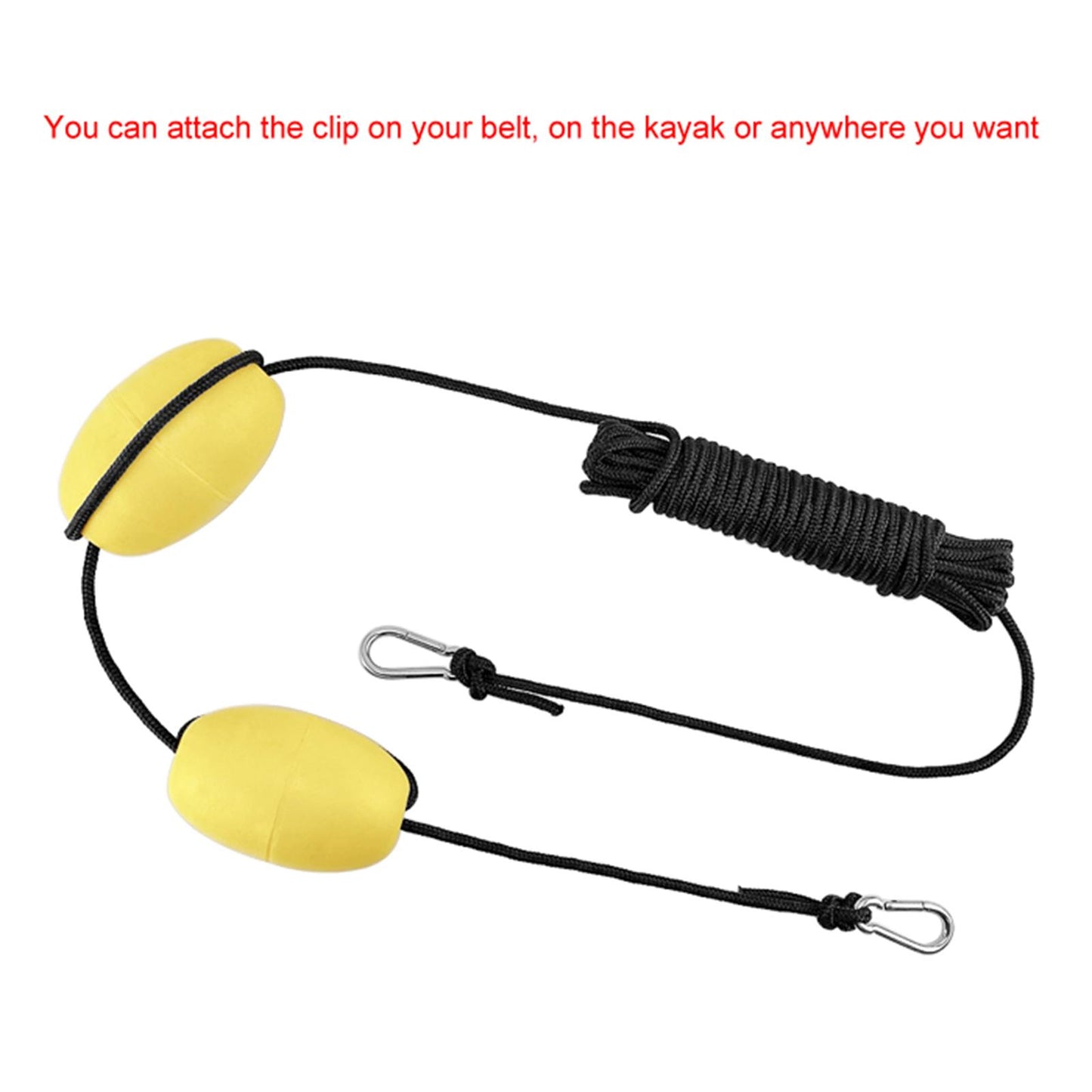 Nylon Tow Rope Buoy Anchor Steel Clips Boat Kayak Anchor Tow Rope Yellow