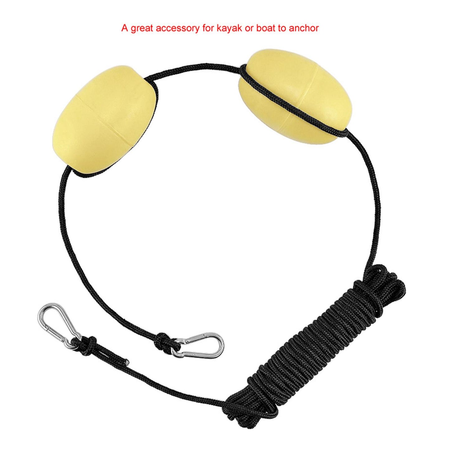 Nylon Tow Rope Buoy Anchor Steel Clips Boat Kayak Anchor Tow Rope Yellow
