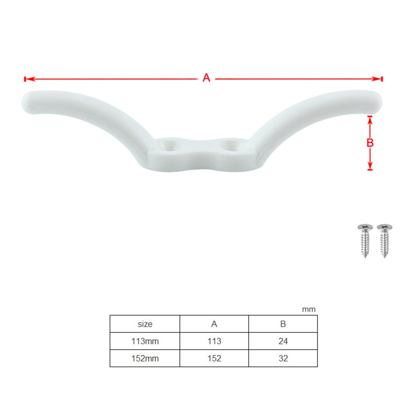 Marine Rope Cleat Hook with Mounting Screws Boat Mooring Accessories 113mm