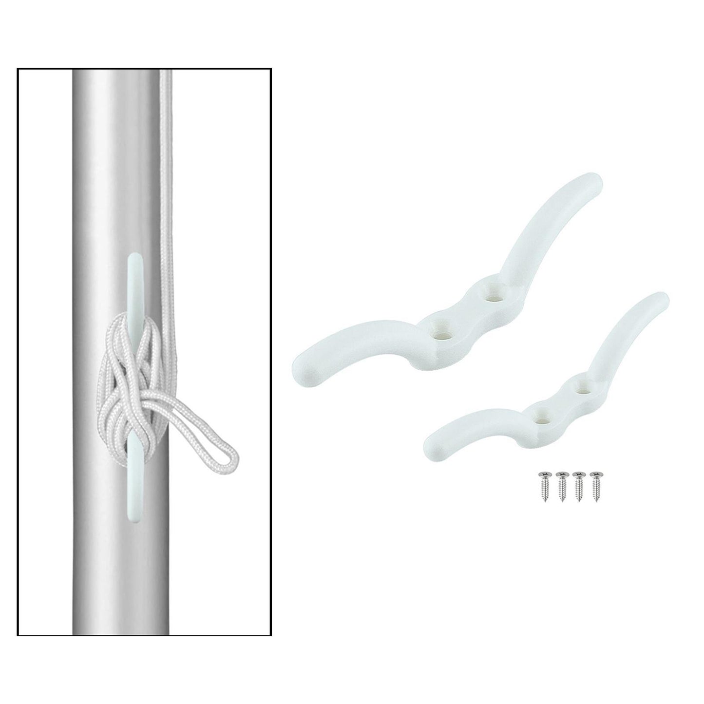 Marine Rope Cleat Hook with Mounting Screws Boat Mooring Accessories 113mm