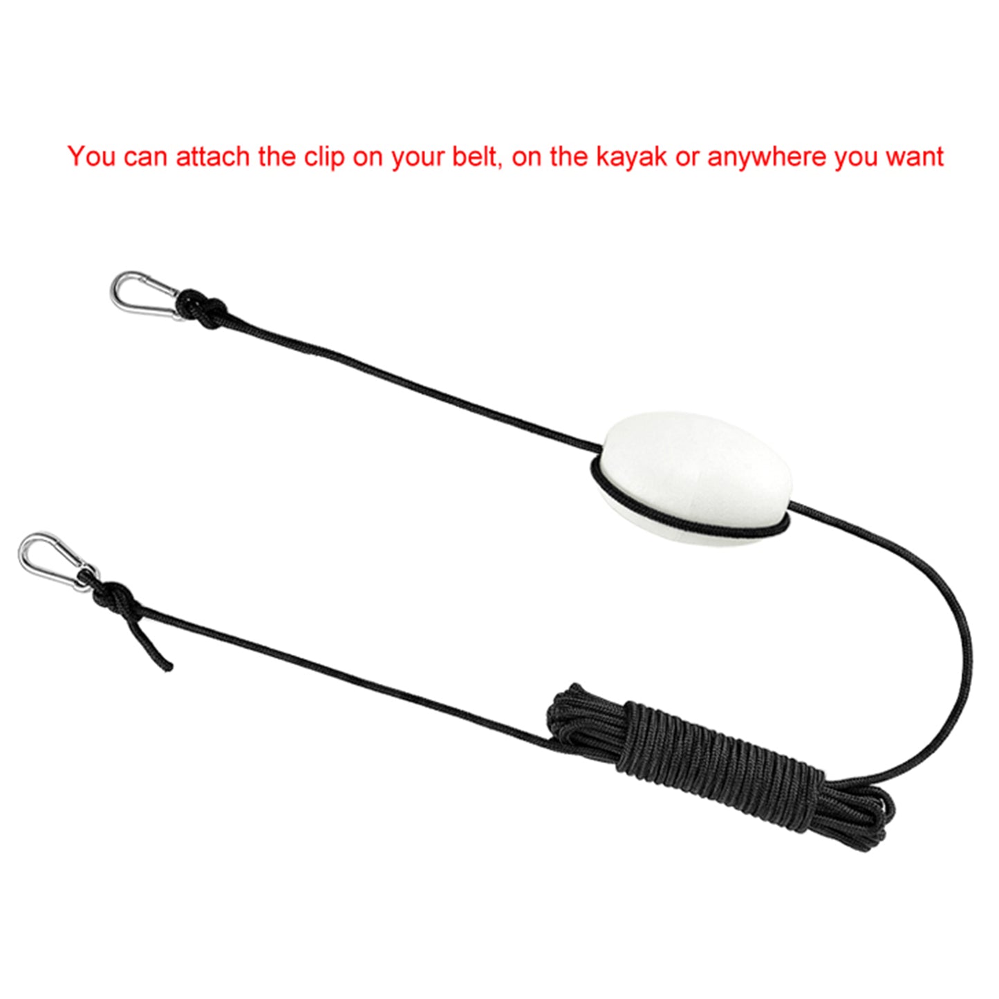 Marine Kayak Drift Anchor Tow Line with PVC Buoy & Clips for Pontoon Canoe