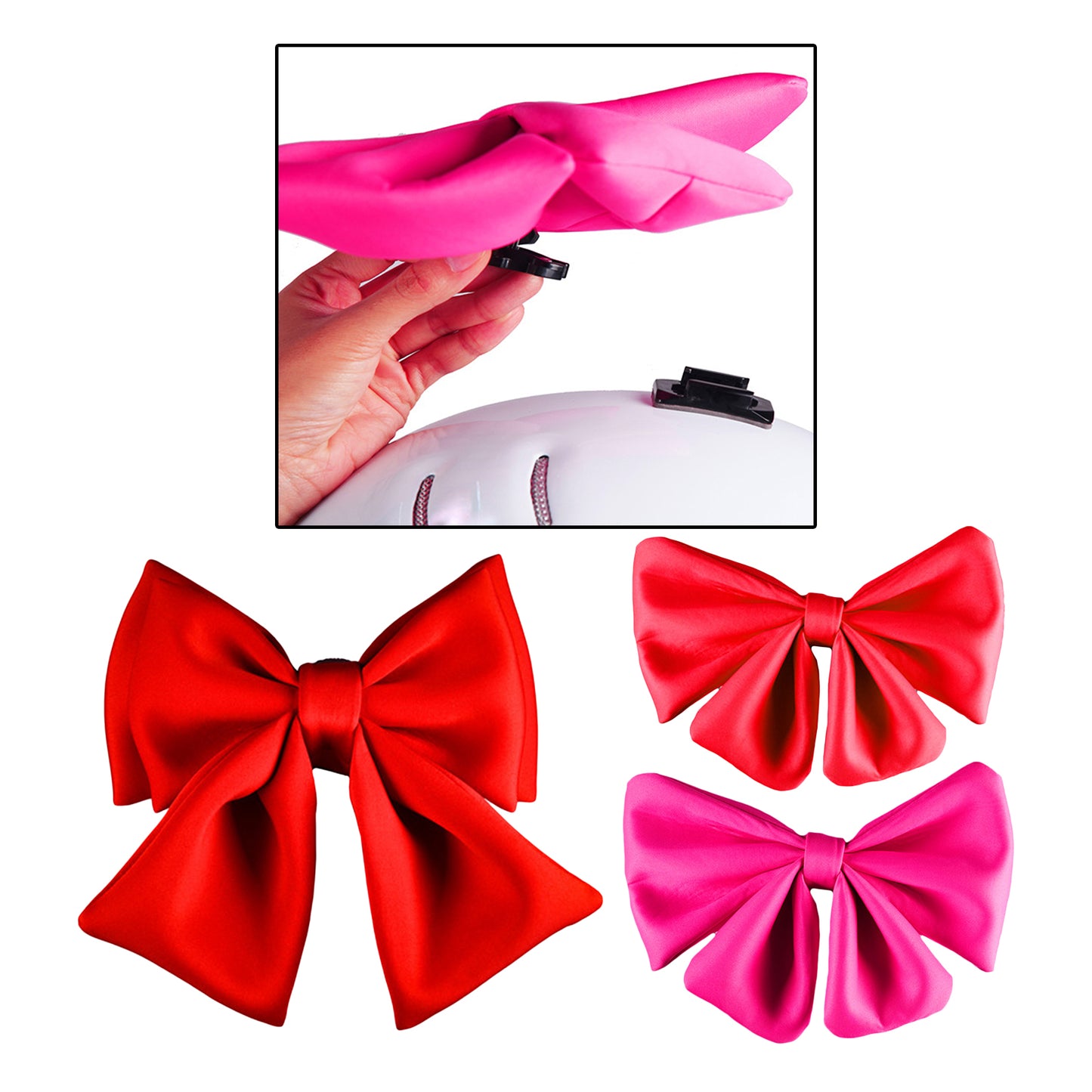 Motorcycle Helmet Butterfly Knot  Helmet  Decor Accessory  25cm Red