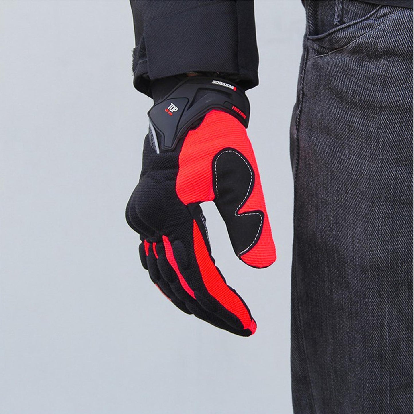 Touchscreen Motorbike Motorcycle Short Summer Gloves Protection Red M