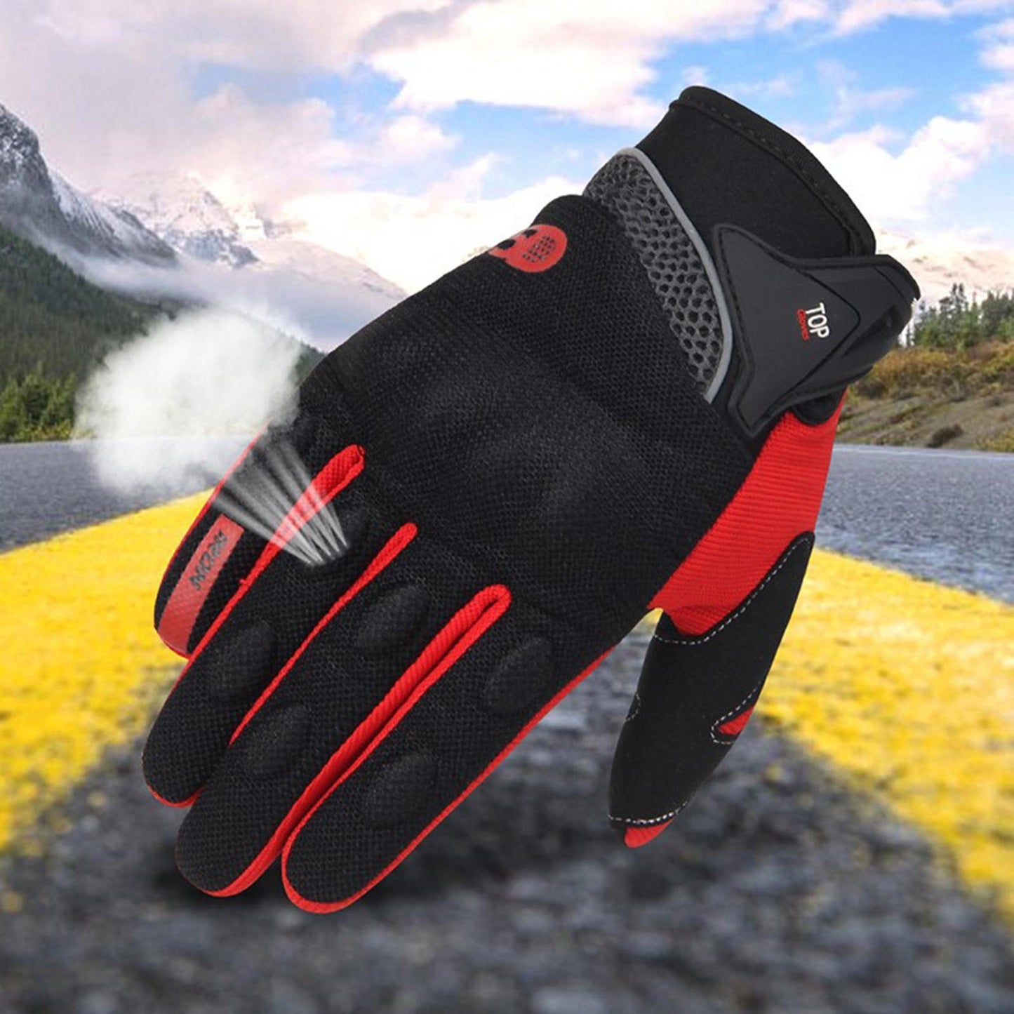 Touchscreen Motorbike Motorcycle Short Summer Gloves Protection Red M