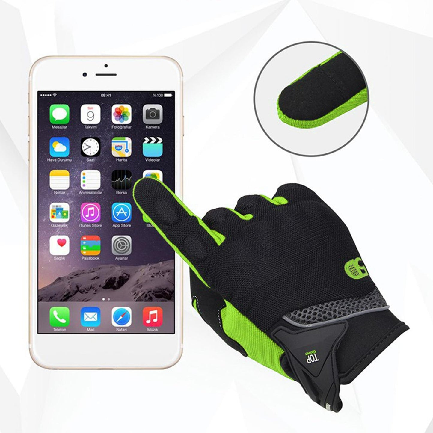 Touchscreen Motorbike Motorcycle Short Summer Gloves Protection Green 2XL